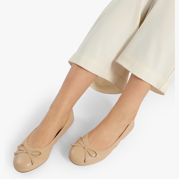 NEW Women's Foldable Ballet Flats Bowknot Round Toe - Tan Size 8.5 - Picture 11 of 12